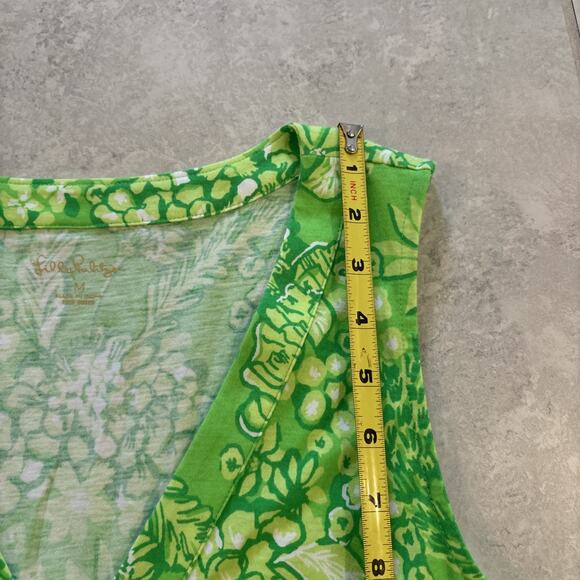Lilly Pulitzer Lorina Cotton Swing Tiered Limeade Its A Spring Thing Dress Sz M - Picture 5 of 8